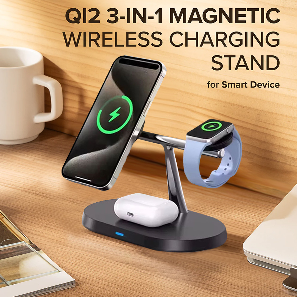 Wireless Charger Watch - شاحن لاسلكي مغناطيسي 3 في 1