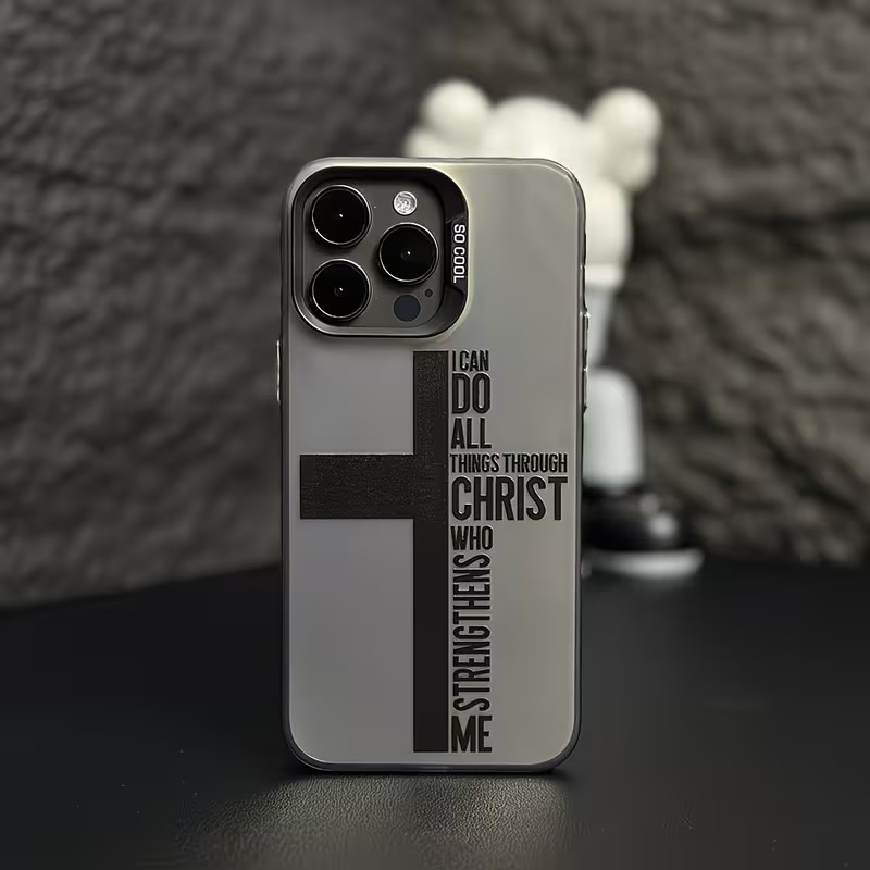 Apple Iphone 16 - جراب هاتف بتصميم صليب ومضاد للبصمات