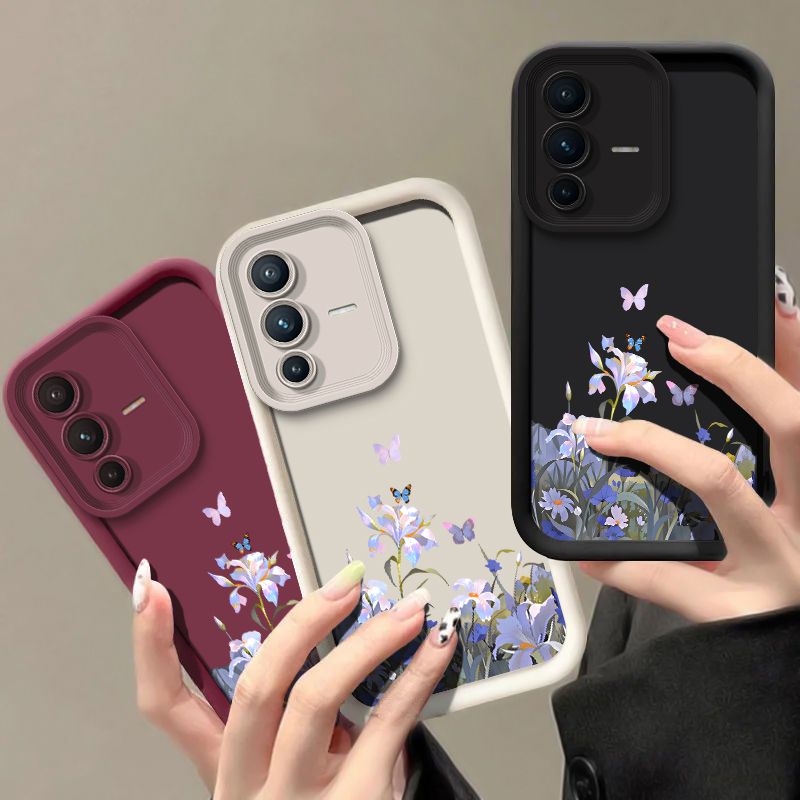 Vivo X200 - غطاء هاتف أنيق بطباعة الزهور والفراشات