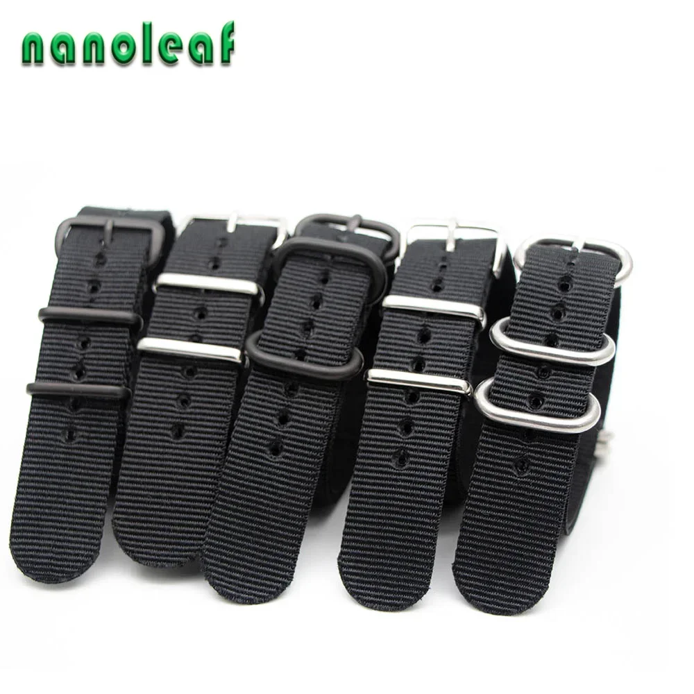 Nylon Nato Strap - أسود النايلون حزام (استيك) ساعة ل