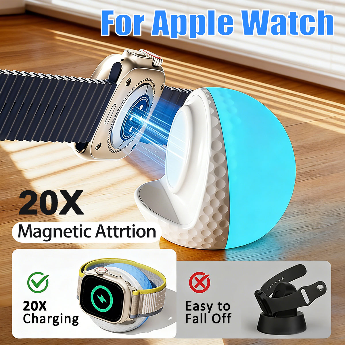 Watch Charging Dock - حامل شحن لاسلكي محمول بإضاءة RGB