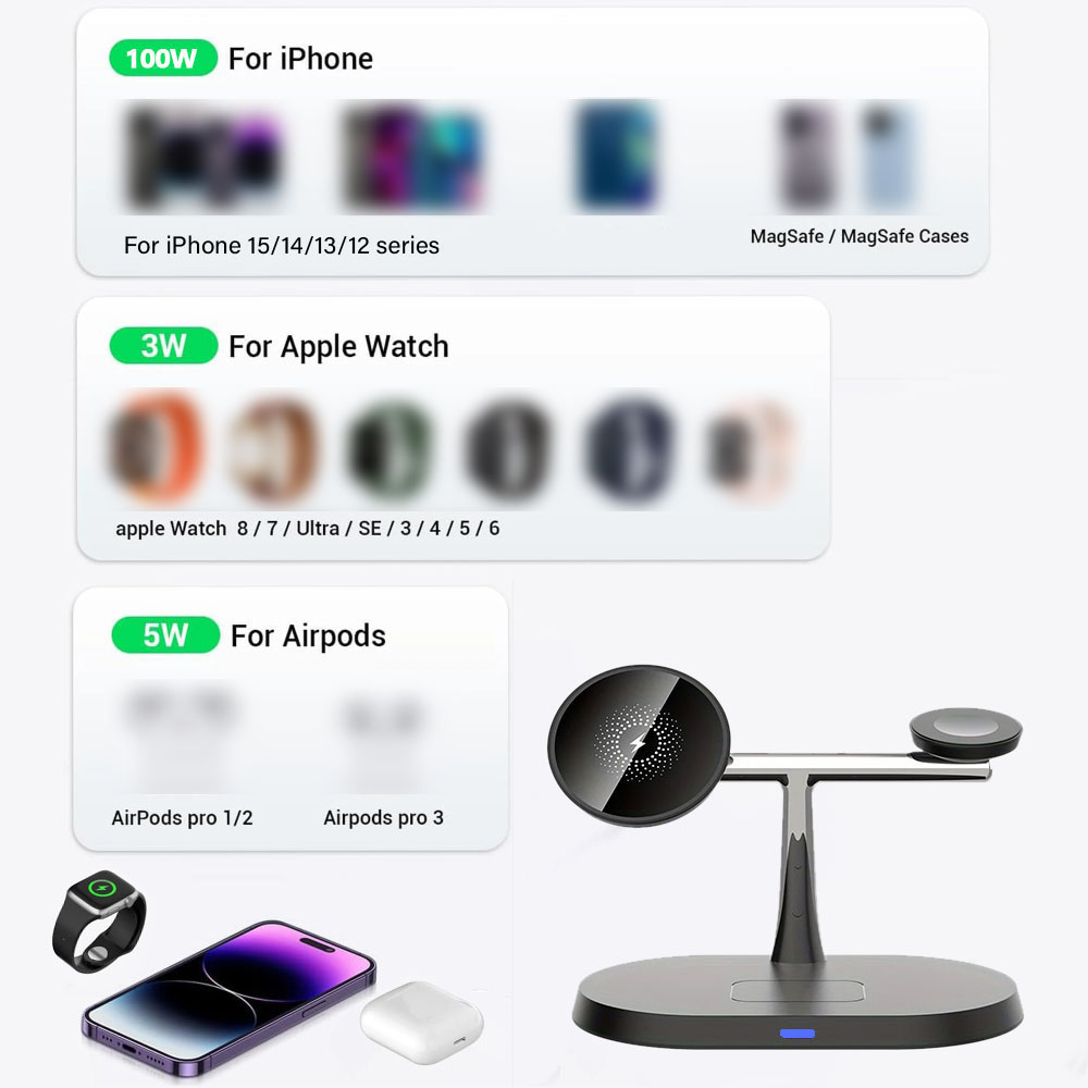 شاحن لاسلكي مغناطيسي 3 في 1 لأ - مراجعة Wireless Charger Watch وسعره