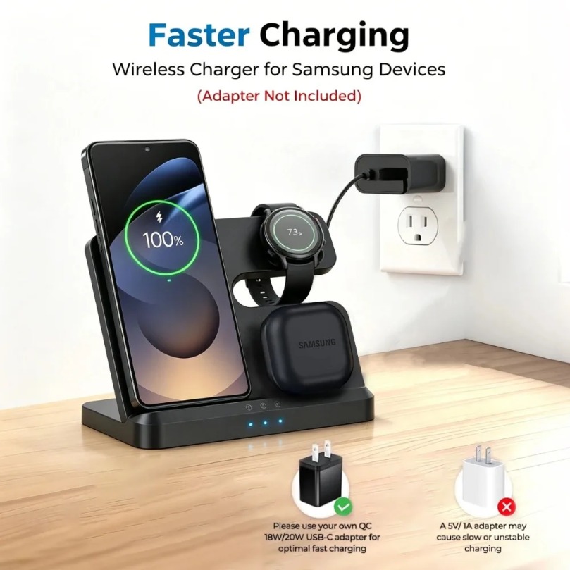 شاحن لاسلكي سريع 3 في 1 لسامسو - مراجعة Wireless Charger Watch وسعره