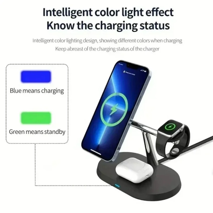 شاحن لاسلكي مغناطيسي 3 في 1 من - مراجعة Wireless Charger Watch وسعره
