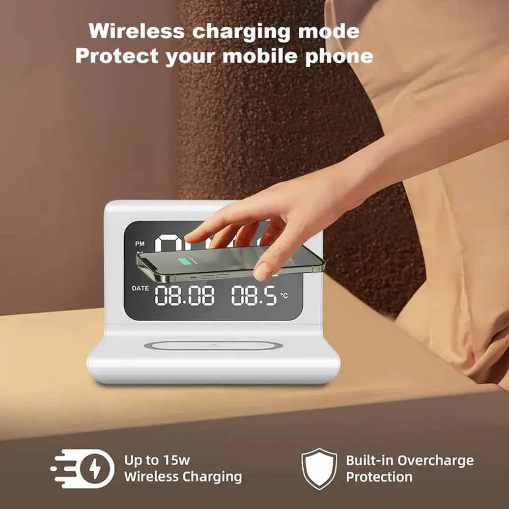 شاحن لاسلكي سريع مع منبه ومقيا - مراجعة Wireless Charger Watch وسعره